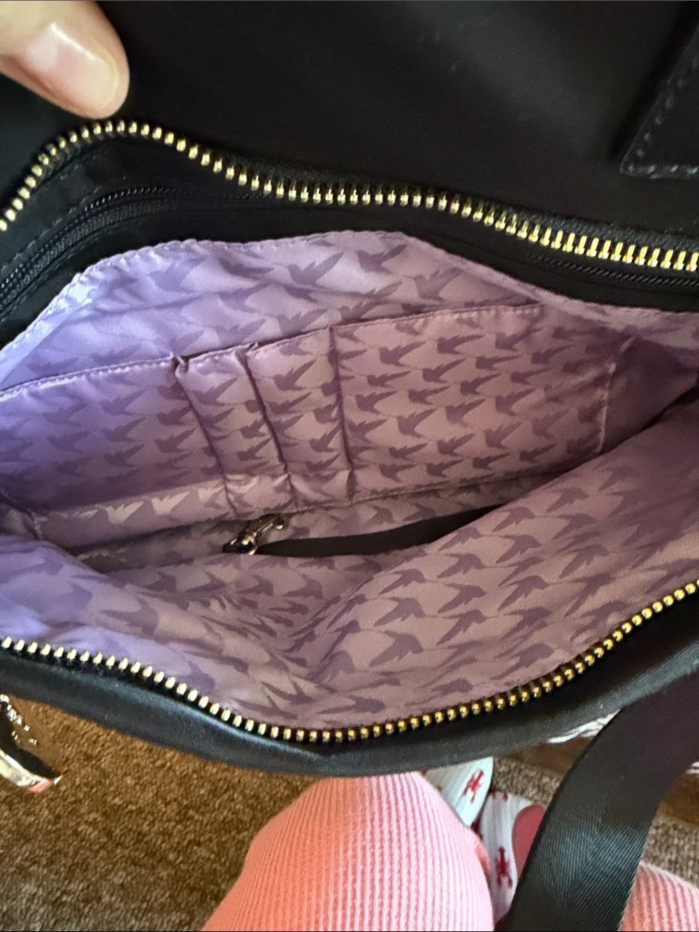 Lo & Sons Black Laptop Tote with Gold Hardware